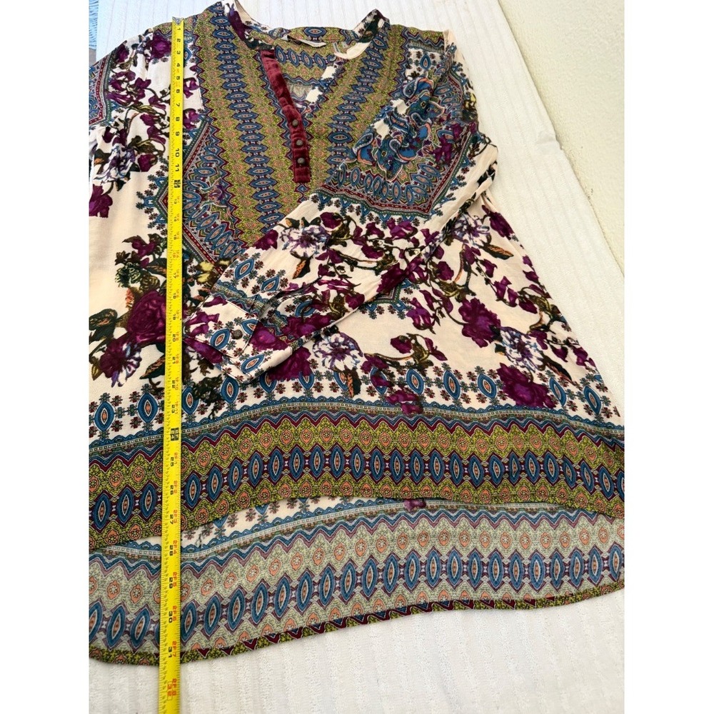 Soft Surroundings Womens Boho Floral Paisley Tunic Blouse 100% Rayon L - Picture 12 of 16